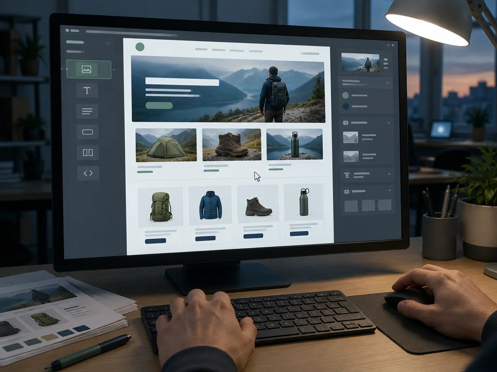 Photograph close to a desktop monitor in a modest shared workroom at dusk. The monitor fills most of